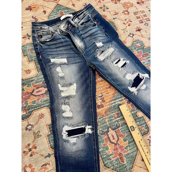 KanCan Skinny Jeans 7/27 Distressed Ripped Mid Rise Style KC8573M - Picture 2 of 8